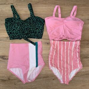 Coral Reef Swim Mix & Match 4 Pieces- High Waisted Flattering Bottoms- Small 4/6